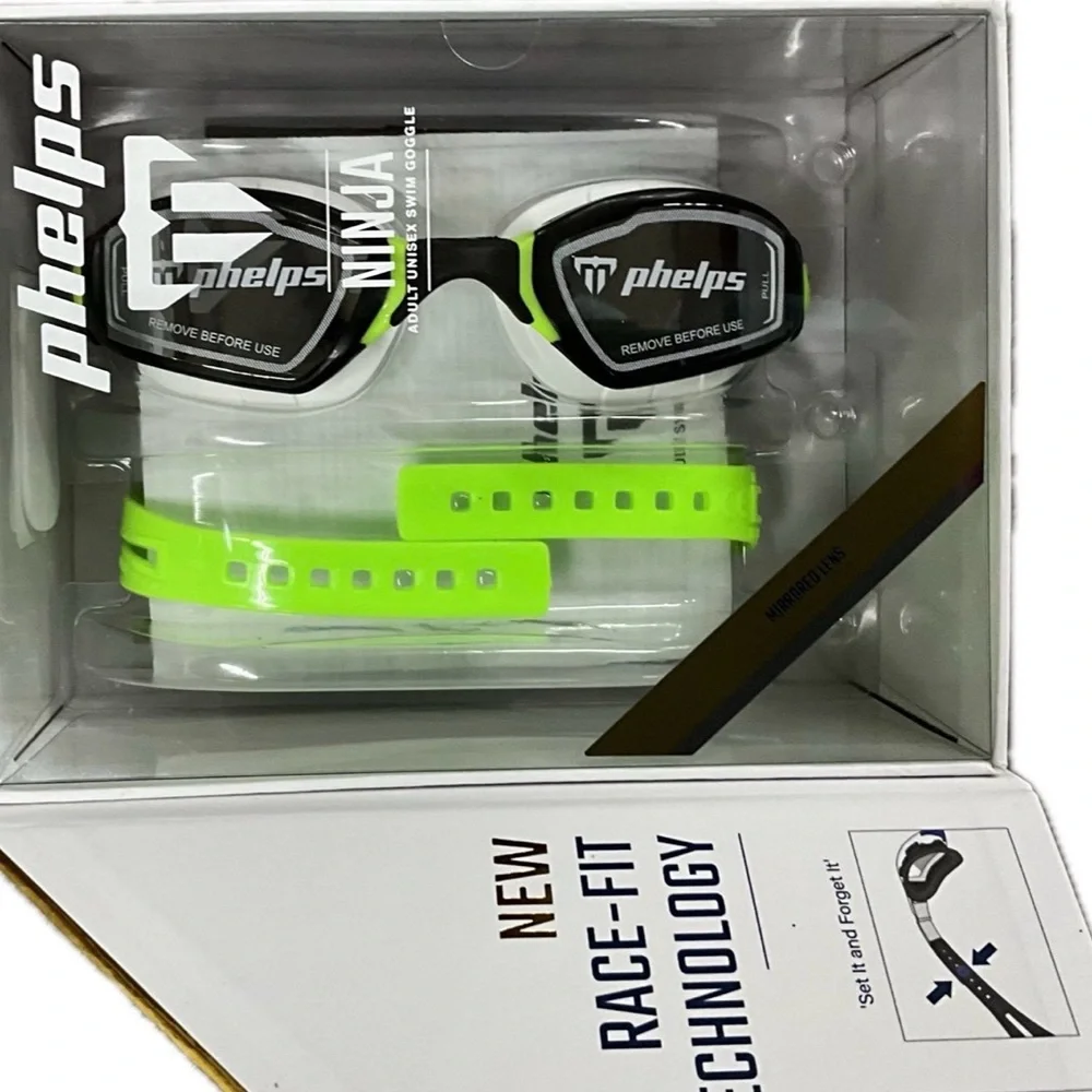 Michael Phelps Performance Ninja Swim Goggles - Neon Green and Black LE